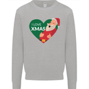I Love Xmas Santa Claus Christmas Mens Sweatshirt Jumper Sports Grey