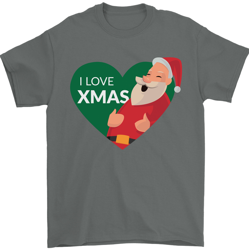 I Love Xmas Santa Claus Christmas Mens T-Shirt 100% Cotton Charcoal