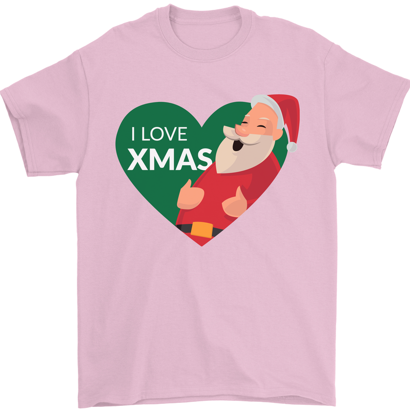 I Love Xmas Santa Claus Christmas Mens T-Shirt 100% Cotton Light Pink