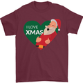 I Love Xmas Santa Claus Christmas Mens T-Shirt 100% Cotton Maroon