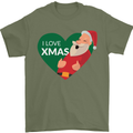 I Love Xmas Santa Claus Christmas Mens T-Shirt 100% Cotton Military Green