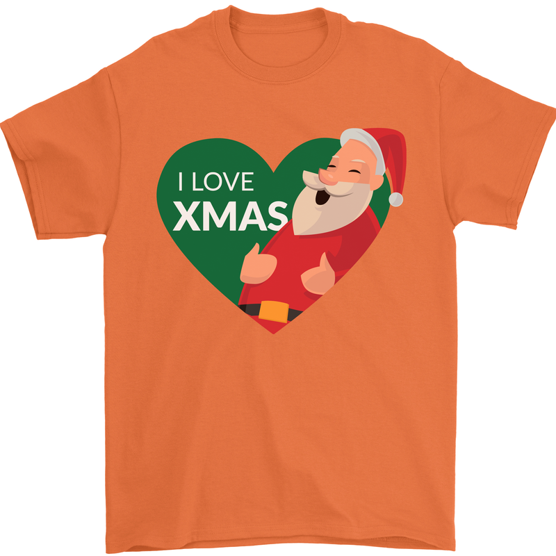 I Love Xmas Santa Claus Christmas Mens T-Shirt 100% Cotton Orange