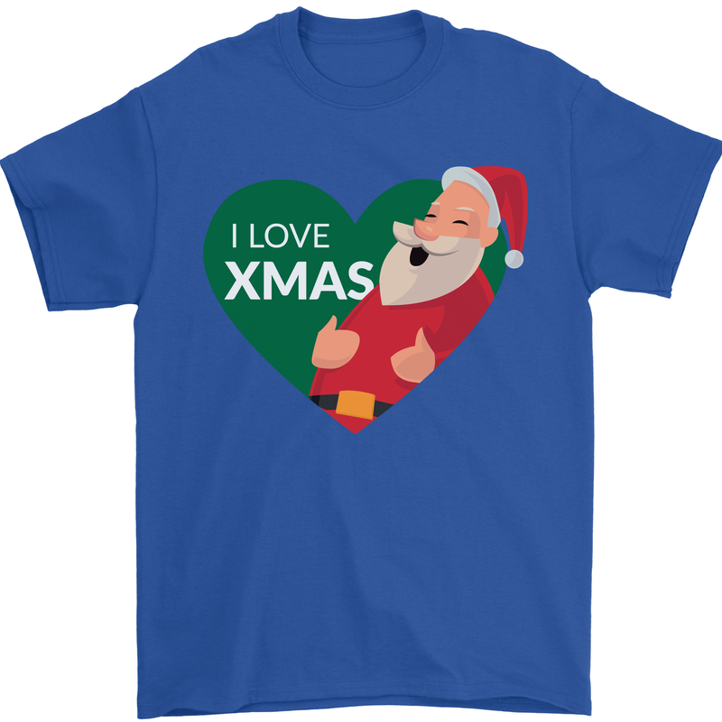 I Love Xmas Santa Claus Christmas Mens T-Shirt 100% Cotton Royal Blue