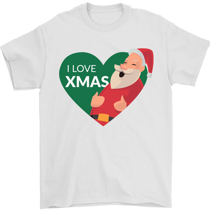 I Love Xmas Santa Claus Christmas Mens T-Shirt 100% Cotton White