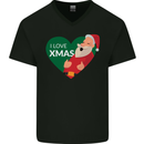 I Love Xmas Santa Claus Christmas Mens V-Neck Cotton T-Shirt Black