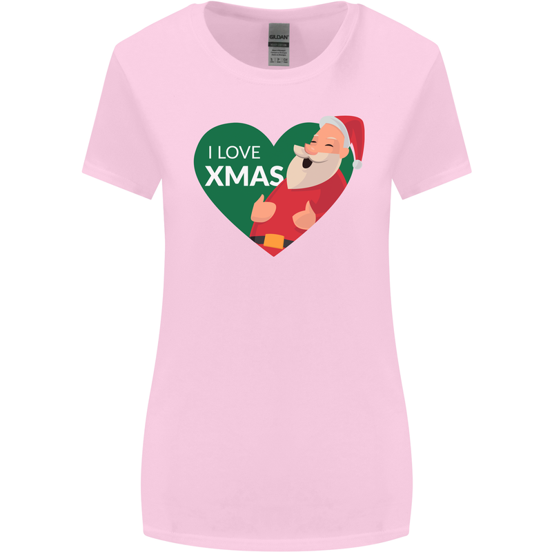 I Love Xmas Santa Claus Christmas Womens Wider Cut T-Shirt Light Pink