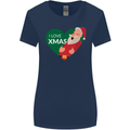 I Love Xmas Santa Claus Christmas Womens Wider Cut T-Shirt Navy Blue