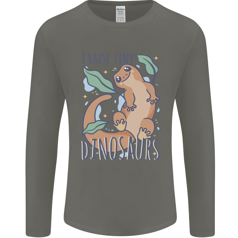I Raise Tiny Dinosaurs Lizards Chameleon Mens Long Sleeve T-Shirt Charcoal