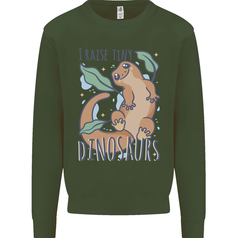 I Raise Tiny Dinosaurs Lizards Chameleon Mens Sweatshirt Jumper Forest Green
