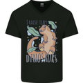 I Raise Tiny Dinosaurs Lizards Chameleon Mens V-Neck Cotton T-Shirt Black