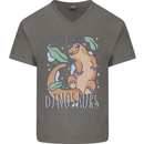 I Raise Tiny Dinosaurs Lizards Chameleon Mens V-Neck Cotton T-Shirt Charcoal