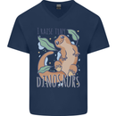 I Raise Tiny Dinosaurs Lizards Chameleon Mens V-Neck Cotton T-Shirt Navy Blue