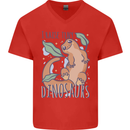 I Raise Tiny Dinosaurs Lizards Chameleon Mens V-Neck Cotton T-Shirt Red