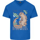 I Raise Tiny Dinosaurs Lizards Chameleon Mens V-Neck Cotton T-Shirt Royal Blue