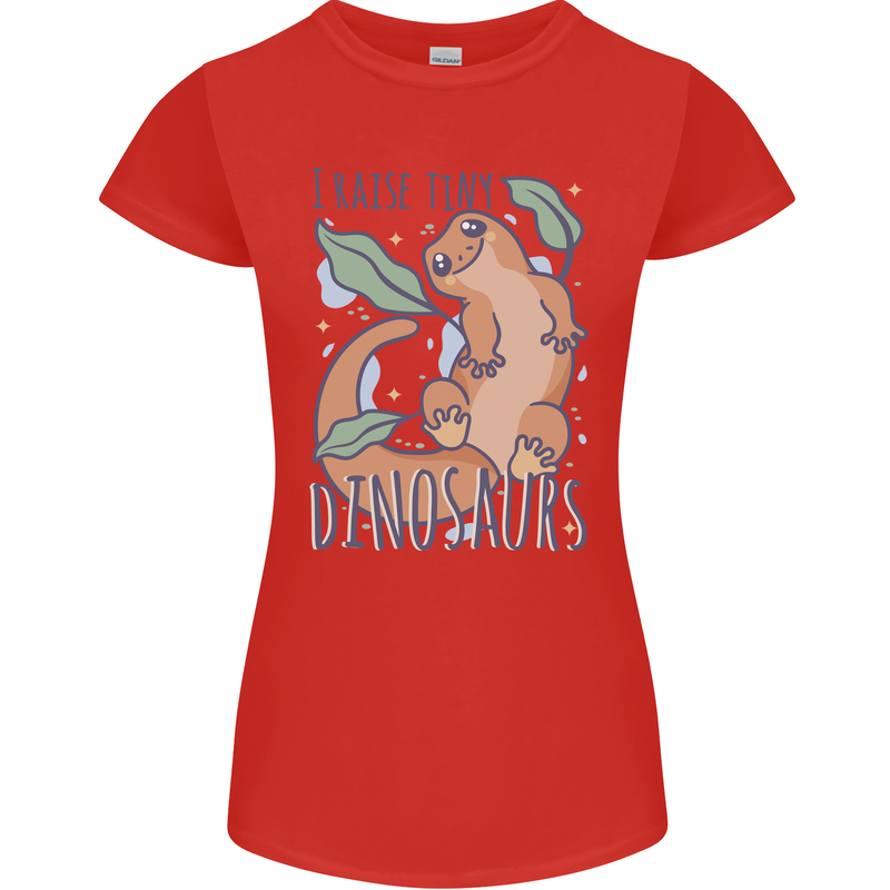 I Raise Tiny Dinosaurs Lizards Chameleon Womens Petite Cut T-Shirt Red