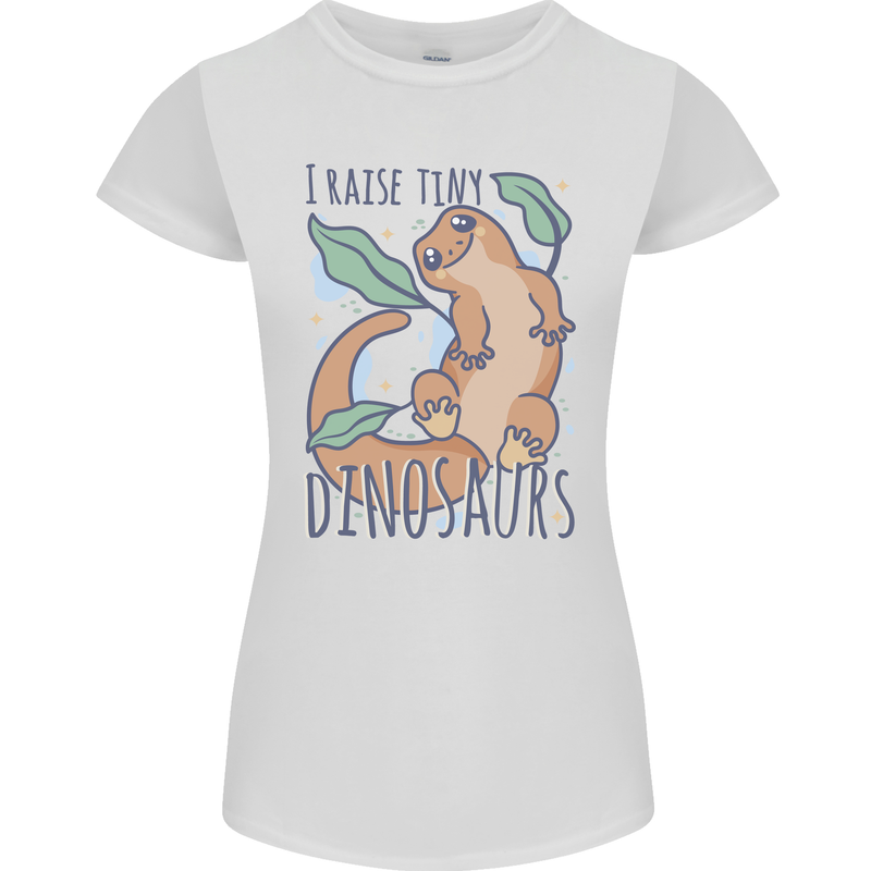 I Raise Tiny Dinosaurs Lizards Chameleon Womens Petite Cut T-Shirt White