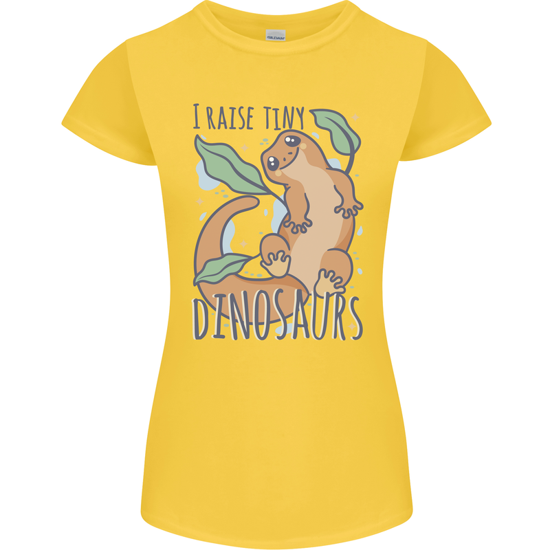 I Raise Tiny Dinosaurs Lizards Chameleon Womens Petite Cut T-Shirt Yellow