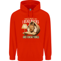 I Read Books & Know Things Bookworm Rabbit Childrens Kids Hoodie Bright Red