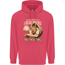 I Read Books & Know Things Bookworm Rabbit Childrens Kids Hoodie Heliconia