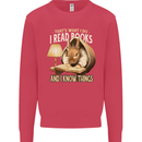 I Read Books & Know Things Bookworm Rabbit Kids Sweatshirt Jumper Heliconia
