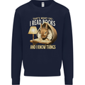I Read Books & Know Things Bookworm Rabbit Kids Sweatshirt Jumper Navy Blue