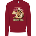 I Read Books & Know Things Bookworm Rabbit Kids Sweatshirt Jumper Red