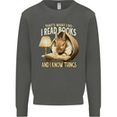 I Read Books & Know Things Bookworm Rabbit Kids Sweatshirt Jumper Storm Grey