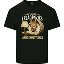 I Read Books & Know Things Bookworm Rabbit Kids T-Shirt Childrens Black