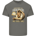 I Read Books & Know Things Bookworm Rabbit Kids T-Shirt Childrens Charcoal