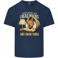 I Read Books & Know Things Bookworm Rabbit Kids T-Shirt Childrens Navy Blue