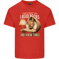 I Read Books & Know Things Bookworm Rabbit Kids T-Shirt Childrens Red