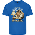 I Read Books & Know Things Bookworm Rabbit Kids T-Shirt Childrens Royal Blue