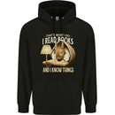 I Read Books & Know Things Bookworm Rabbit Mens 80% Cotton Hoodie Black