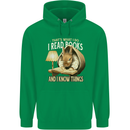 I Read Books & Know Things Bookworm Rabbit Mens 80% Cotton Hoodie Irish Green