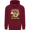 I Read Books & Know Things Bookworm Rabbit Mens 80% Cotton Hoodie Maroon