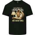 I Read Books & Know Things Bookworm Rabbit Mens Cotton T-Shirt Tee Top Black