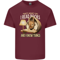 I Read Books & Know Things Bookworm Rabbit Mens Cotton T-Shirt Tee Top Maroon