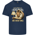 I Read Books & Know Things Bookworm Rabbit Mens Cotton T-Shirt Tee Top Navy Blue