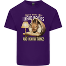 I Read Books & Know Things Bookworm Rabbit Mens Cotton T-Shirt Tee Top Purple