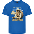 I Read Books & Know Things Bookworm Rabbit Mens Cotton T-Shirt Tee Top Royal Blue