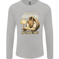I Read Books & Know Things Bookworm Rabbit Mens Long Sleeve T-Shirt Sports Grey