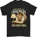 I Read Books & Know Things Bookworm Rabbit Mens T-Shirt 100% Cotton Black