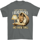 I Read Books & Know Things Bookworm Rabbit Mens T-Shirt 100% Cotton Charcoal