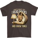 I Read Books & Know Things Bookworm Rabbit Mens T-Shirt 100% Cotton Dark Chocolate
