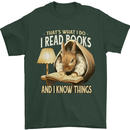 I Read Books & Know Things Bookworm Rabbit Mens T-Shirt 100% Cotton Forest Green