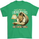 I Read Books & Know Things Bookworm Rabbit Mens T-Shirt 100% Cotton Irish Green
