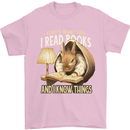 I Read Books & Know Things Bookworm Rabbit Mens T-Shirt 100% Cotton Light Pink