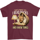 I Read Books & Know Things Bookworm Rabbit Mens T-Shirt 100% Cotton Maroon