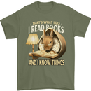 I Read Books & Know Things Bookworm Rabbit Mens T-Shirt 100% Cotton Military Green