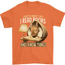 I Read Books & Know Things Bookworm Rabbit Mens T-Shirt 100% Cotton Orange